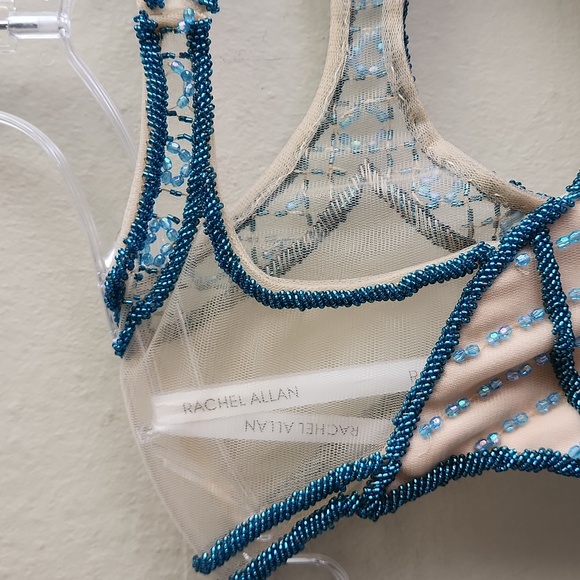 Size 6 turquoise and nude two piece home coming dress cocktail by Rachel Allan - Picture 9 of 15